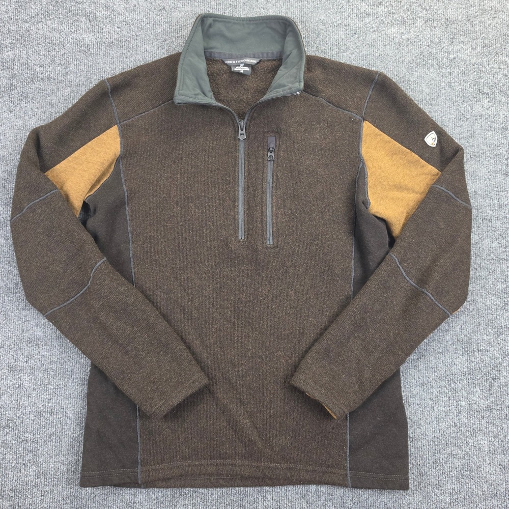 Kuhl Interceptr 1/4 Zip Fleece Pullover Men's M Brown 3185 Alfpaca Gold Sweater